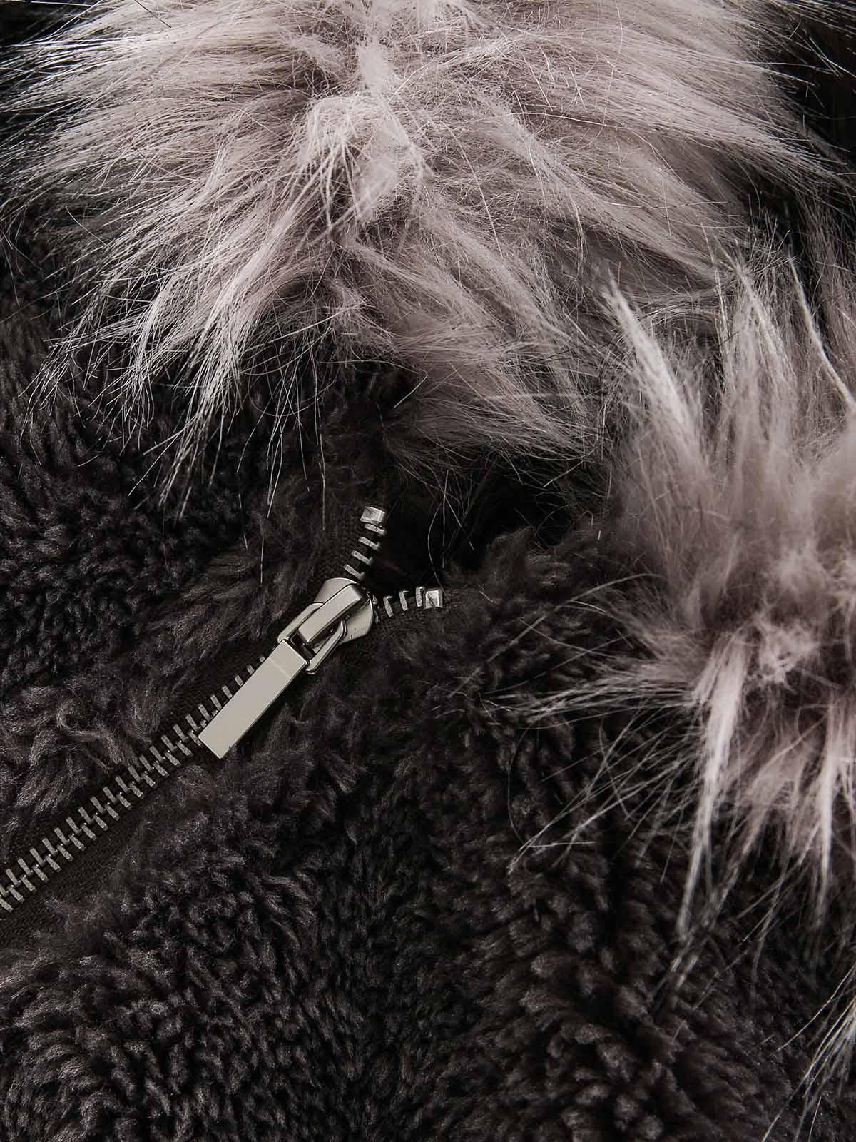 Omygoods Fur Hooded Quilted Sherpa Jacket