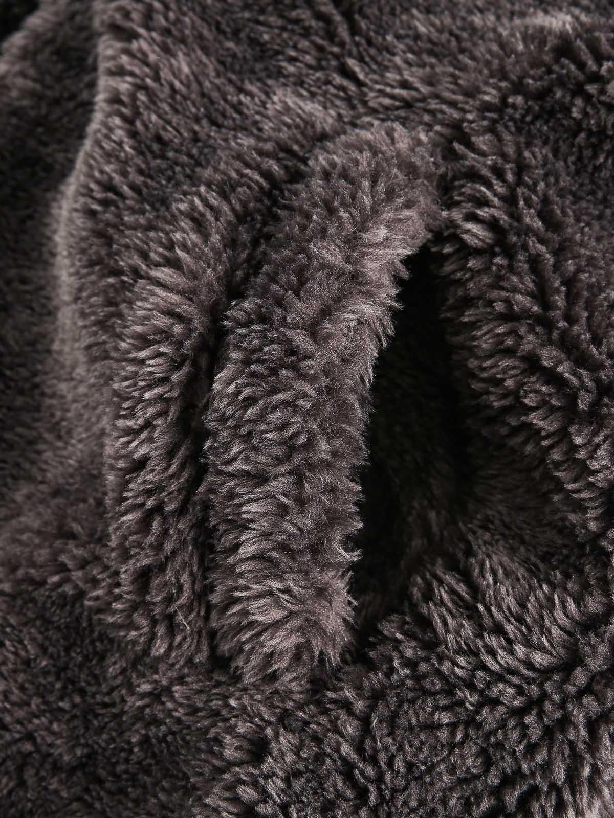 Omygoods Fur Hooded Quilted Sherpa Jacket