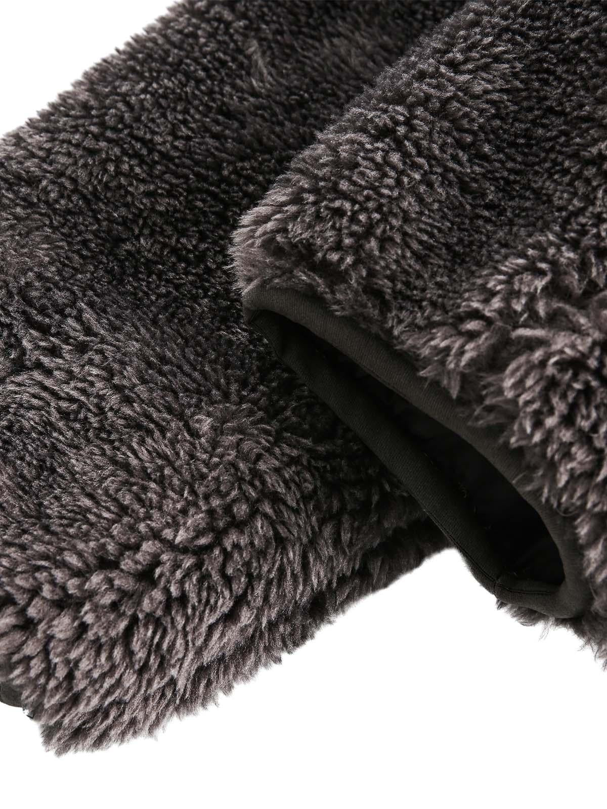 Omygoods Fur Hooded Quilted Sherpa Jacket