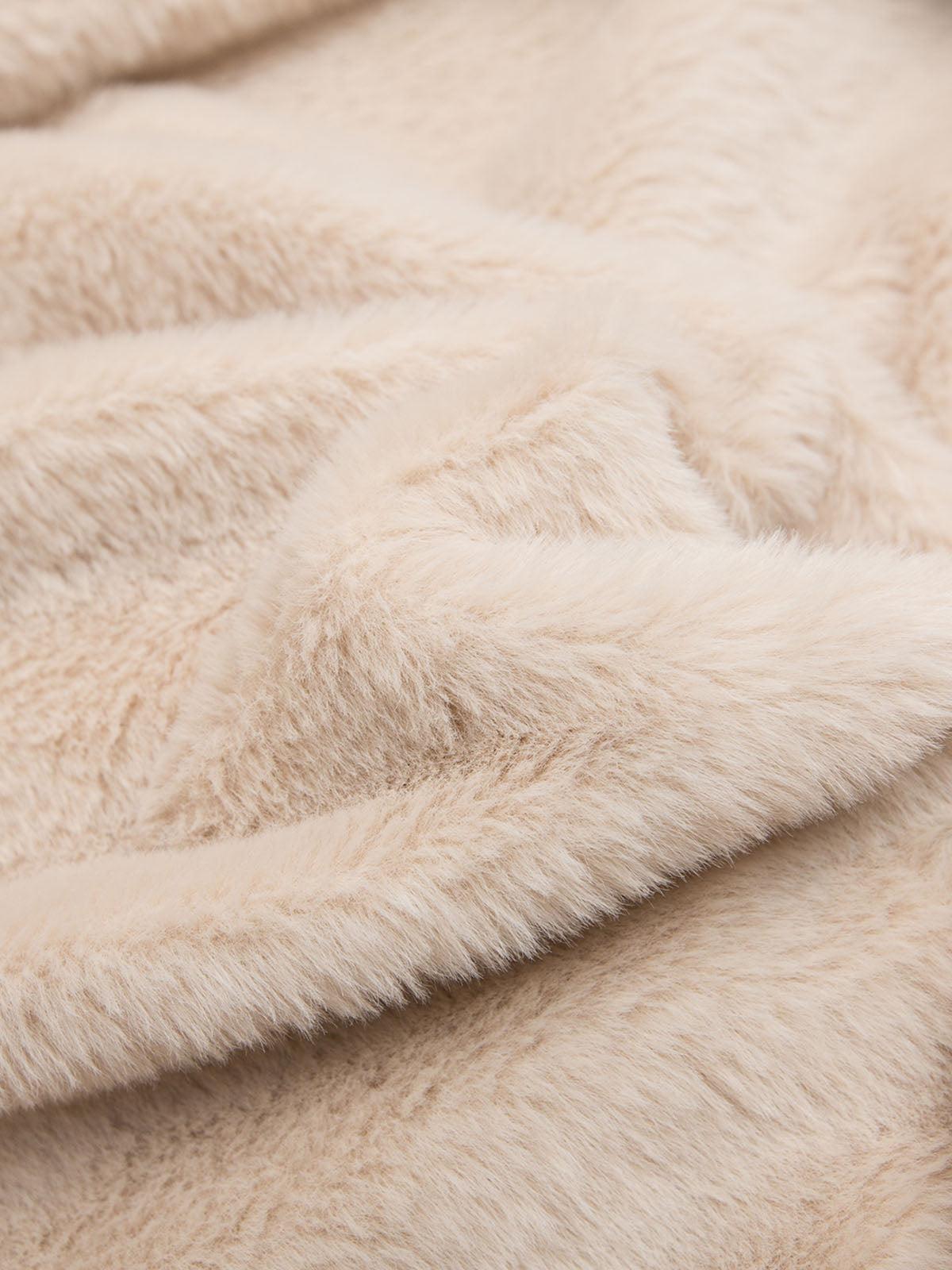 Omygoods Faux Fur Lined Zip Up Winter Hooded Bomber Jacket