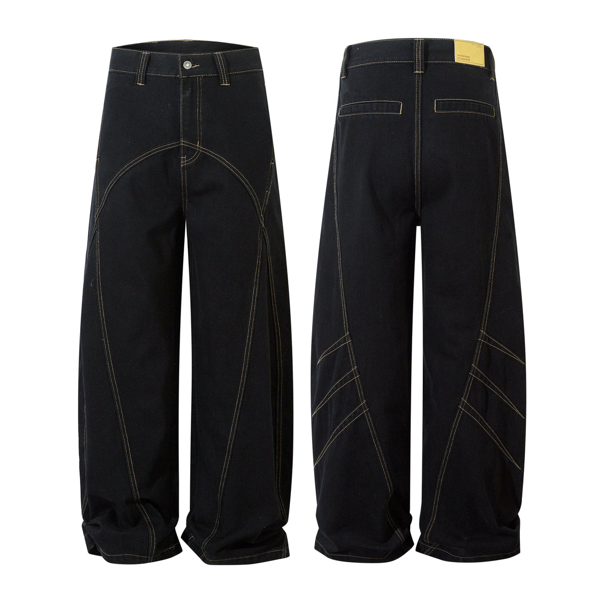 Geometric Stitch | Black Jeans for Effortless Style - OMYGOODS