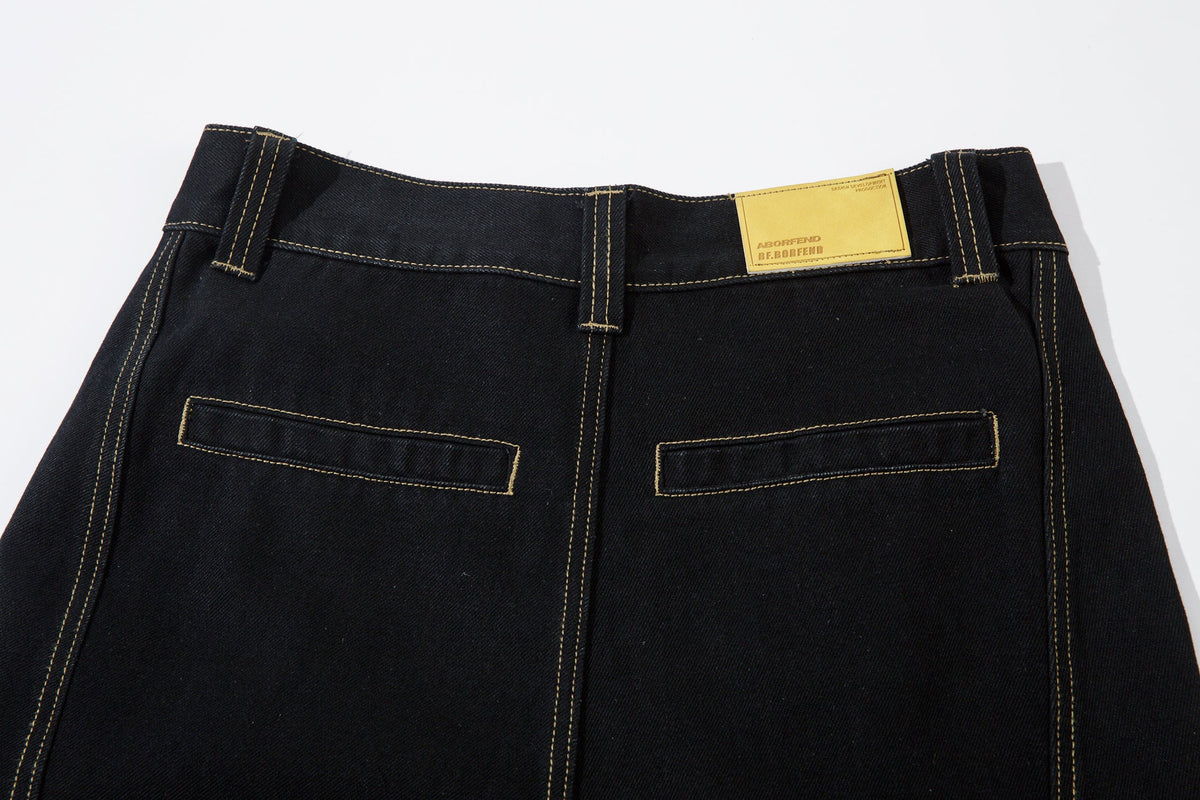 Geometric Stitch | Black Jeans for Effortless Style - OMYGOODS
