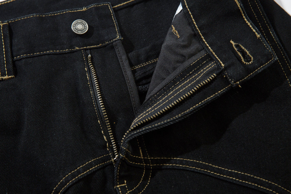 Geometric Stitch | Black Jeans for Effortless Style - OMYGOODS