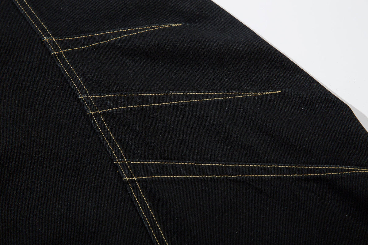 Geometric Stitch | Black Jeans for Effortless Style - OMYGOODS