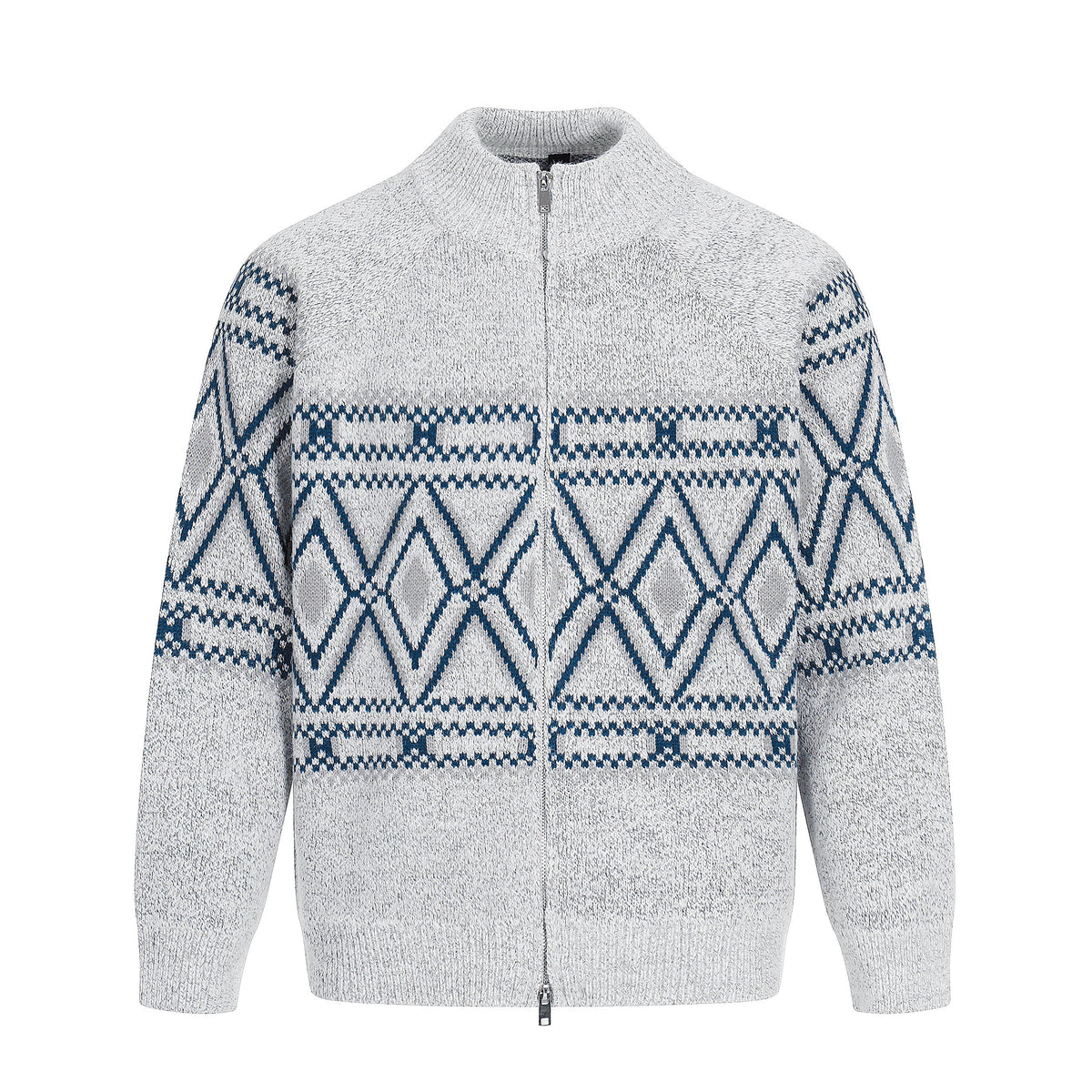 Geometric Textured | Knit Zip Jacket - OMYGOODS