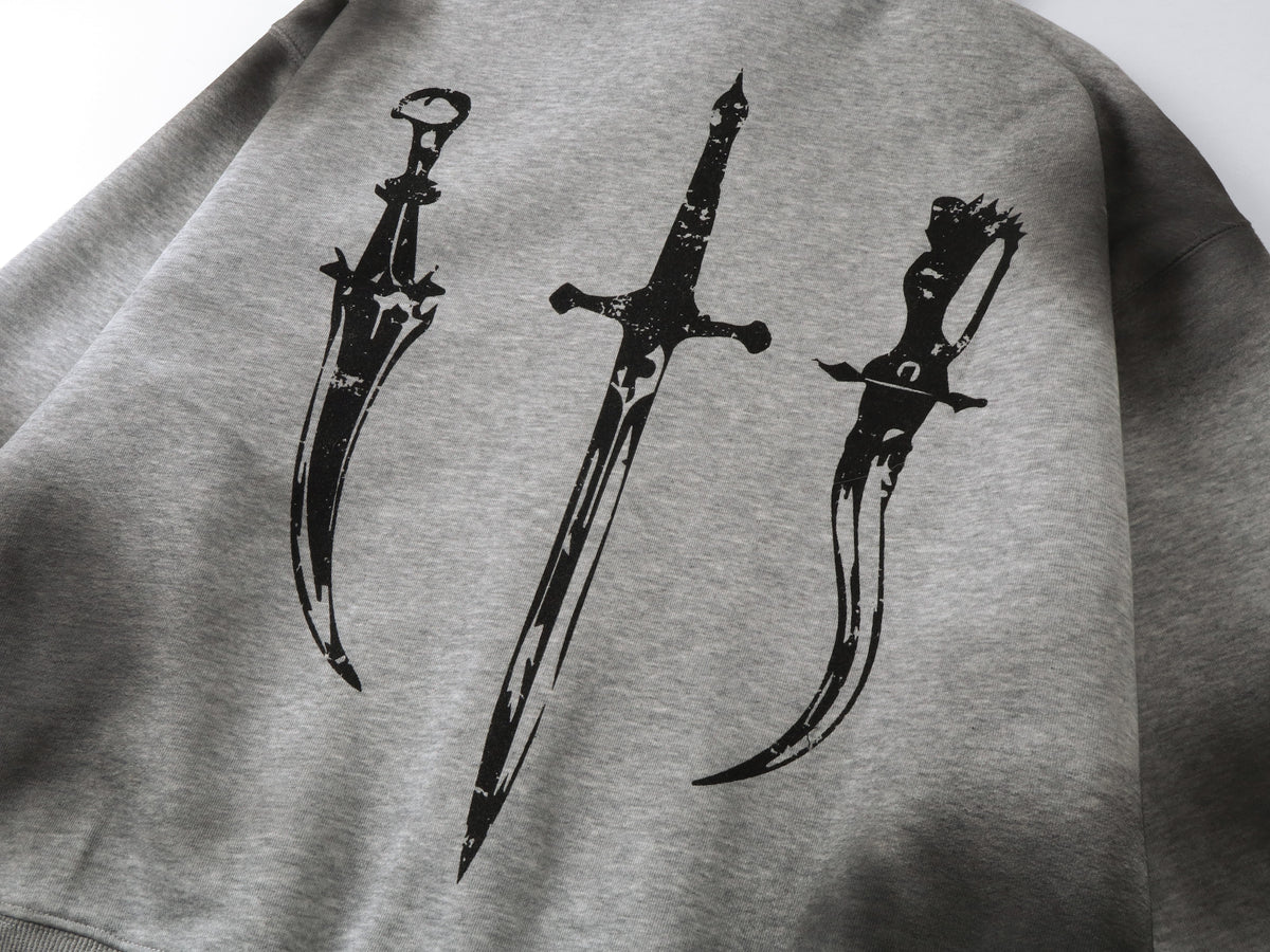 Gothic Distressed Print | Zip-Up Hoodie - OMYGOODS