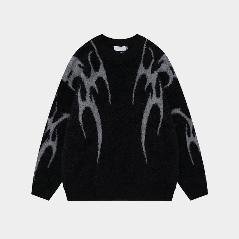 Gothic Inferno | Y2K Inspired Fire Pattern Jumper - OMYGOODS