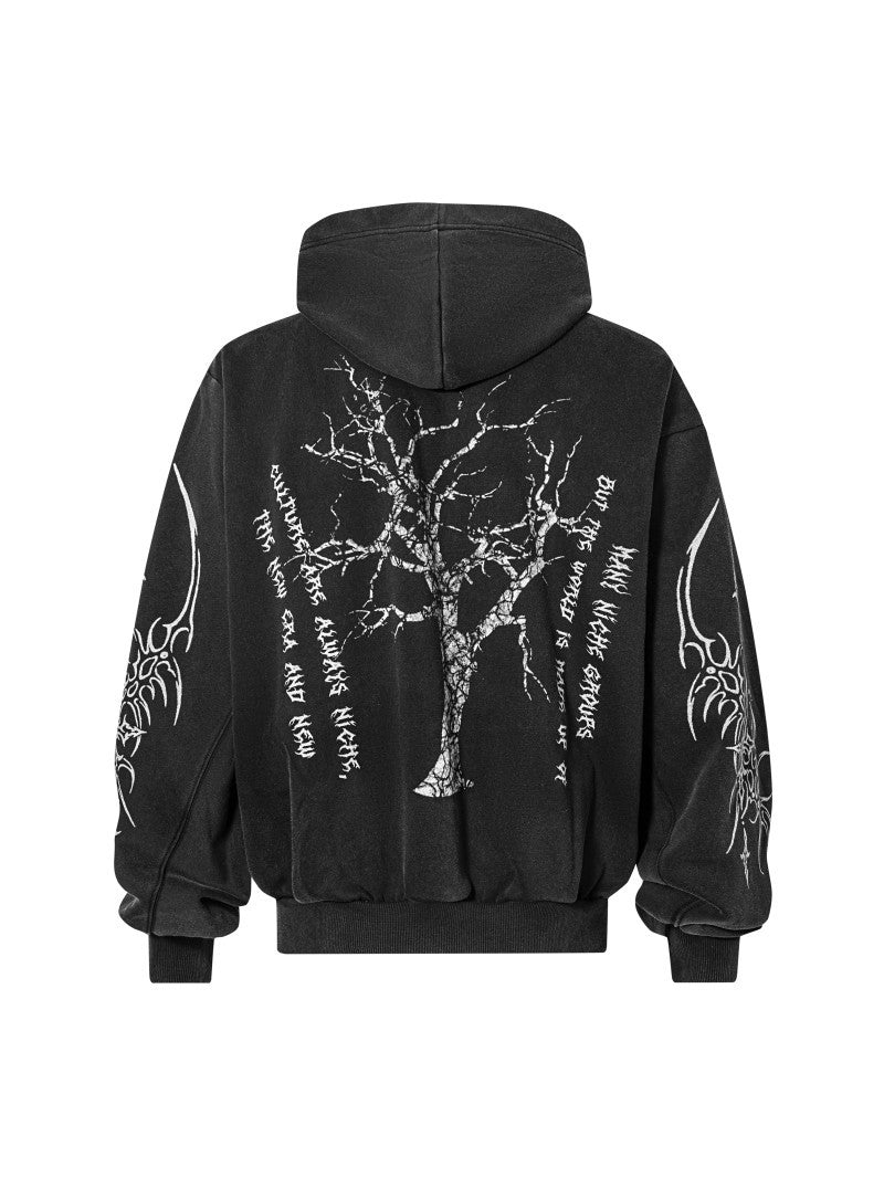 Gothic Tree Graphic Oversized Hoodie - OMYGOODS