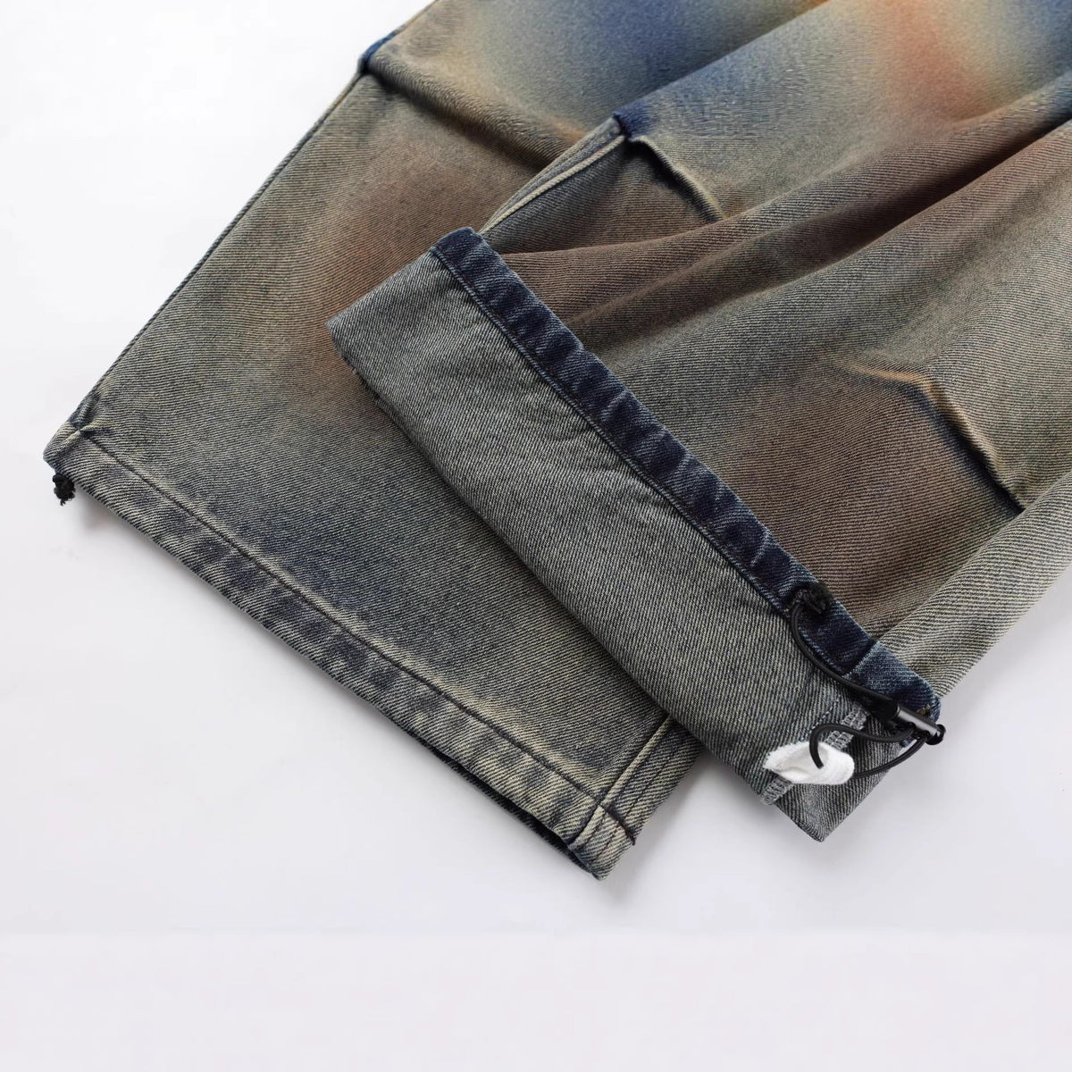 Gradient Sandwash Detachable Tie Baggy Jeans - OMYGOODS