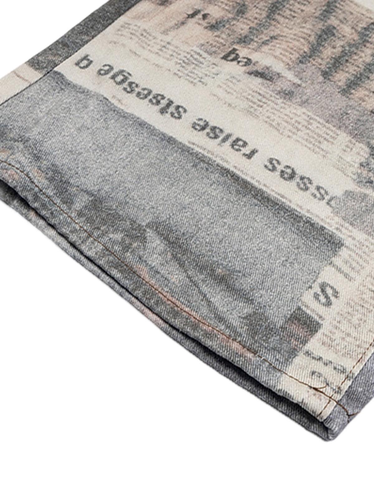 Omygoods Graffiti Newspaper Baggy Jeans