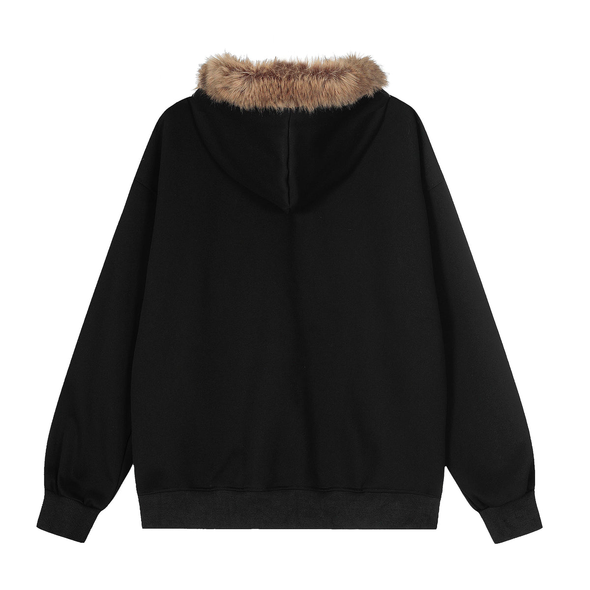 Graffiti Print Faux Fur | Zip Up Hoodie - OMYGOODS
