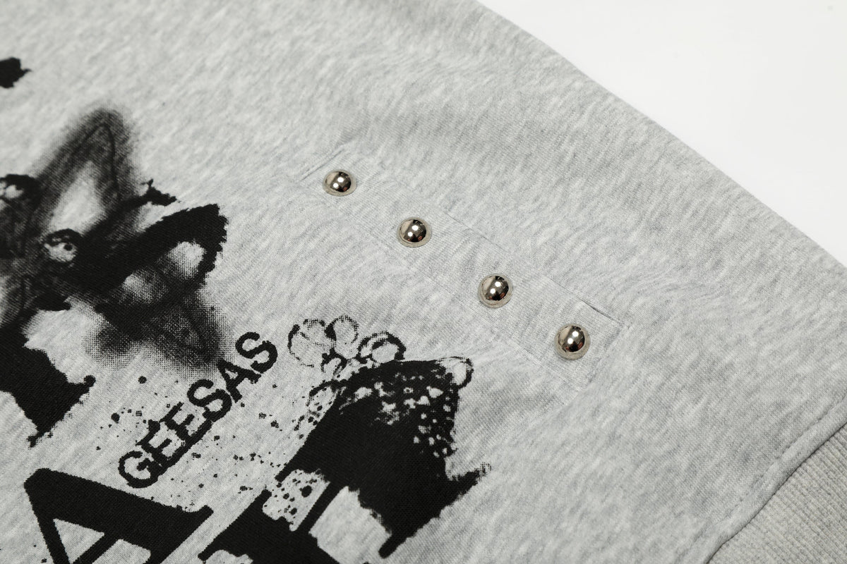 Graffiti Print Faux Fur | Zip Up Hoodie - OMYGOODS