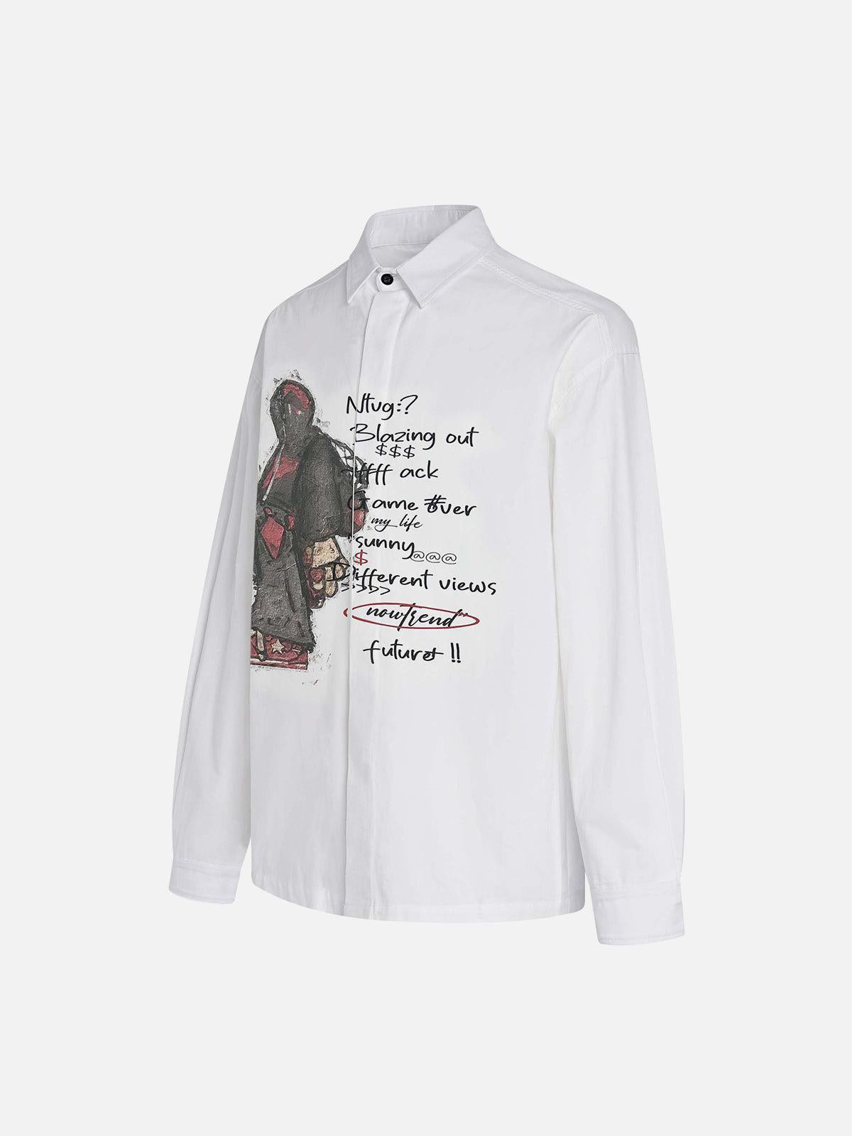 Omygoods Vintage Portrait Graphic Long Sleeve T-Shirt