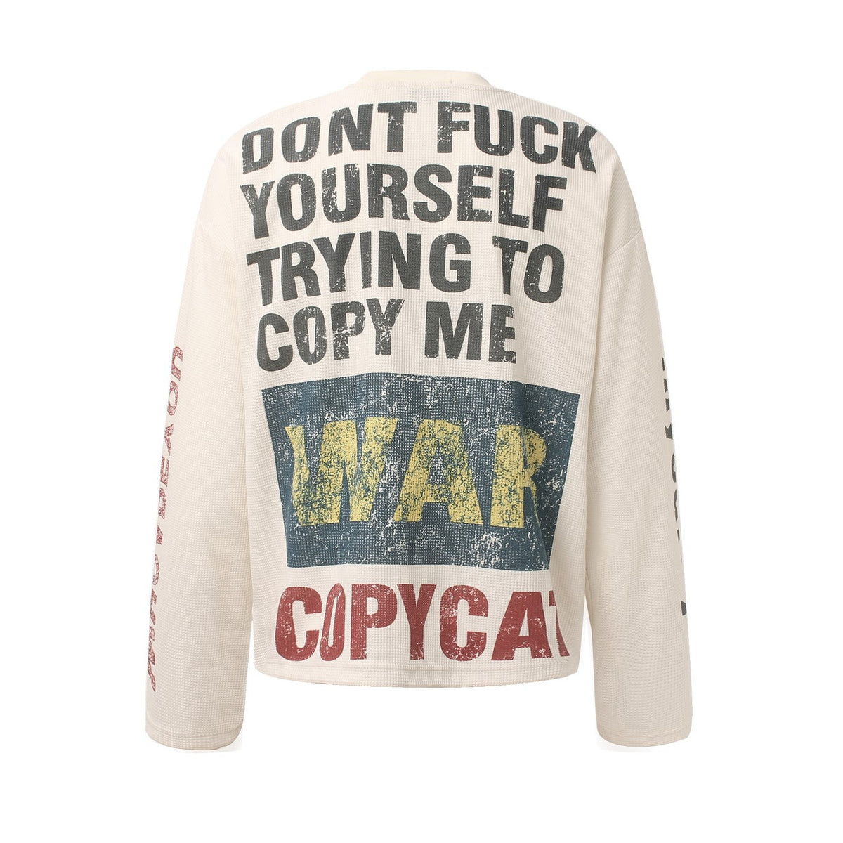 Graphic Print Crewneck | Waffle Knit Sweatshirt - OMYGOODS