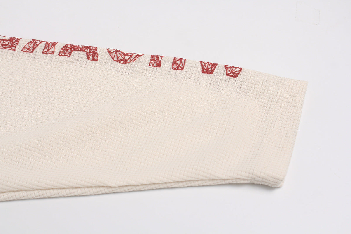 Graphic Print Crewneck | Waffle Knit Sweatshirt - OMYGOODS