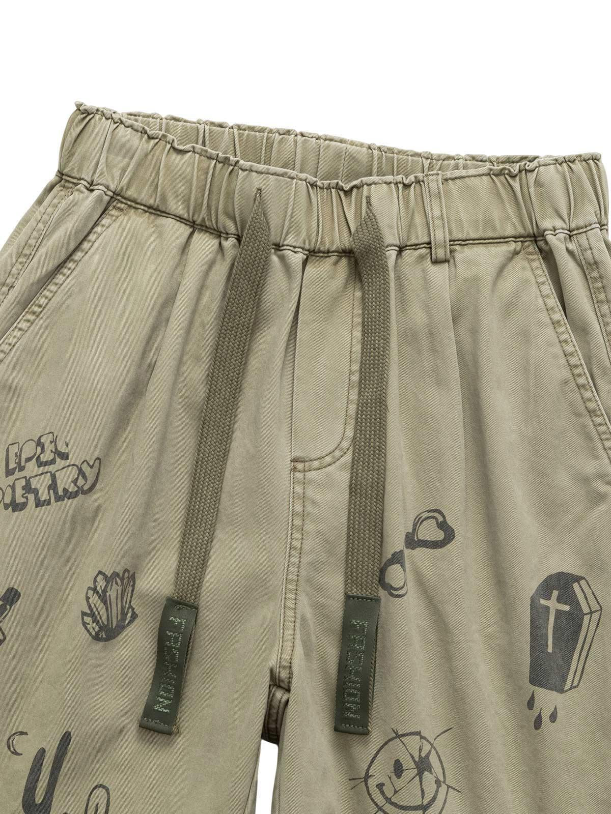 Omygoods Graphic Print Drawstring Shorts
