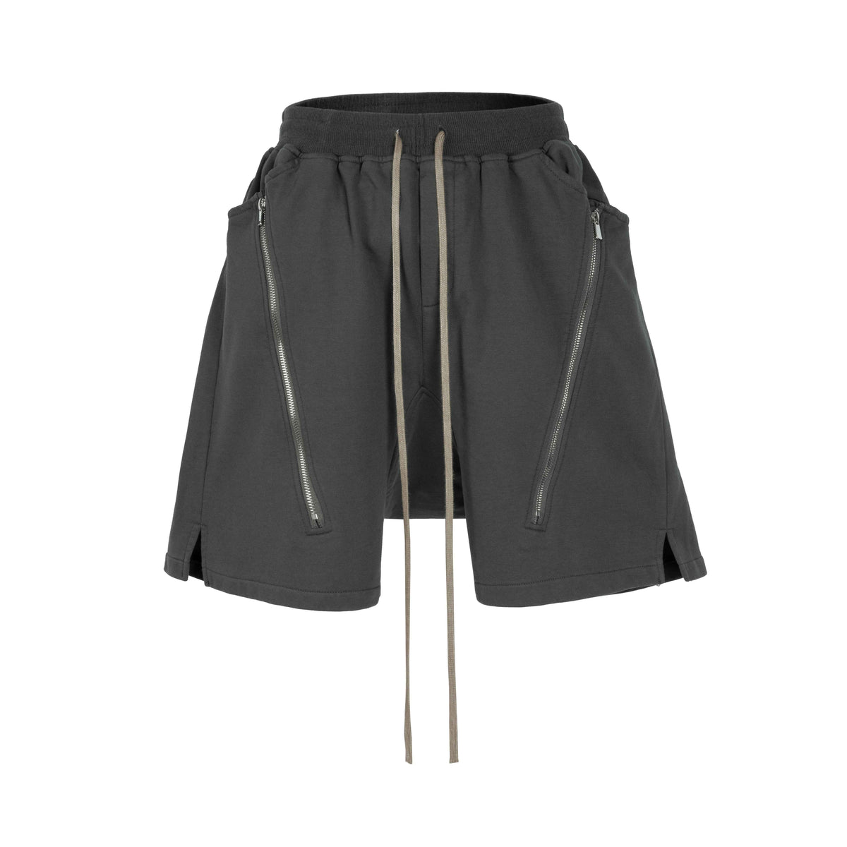 GREY ZIP DRAWSTRING CARGO SHORTS