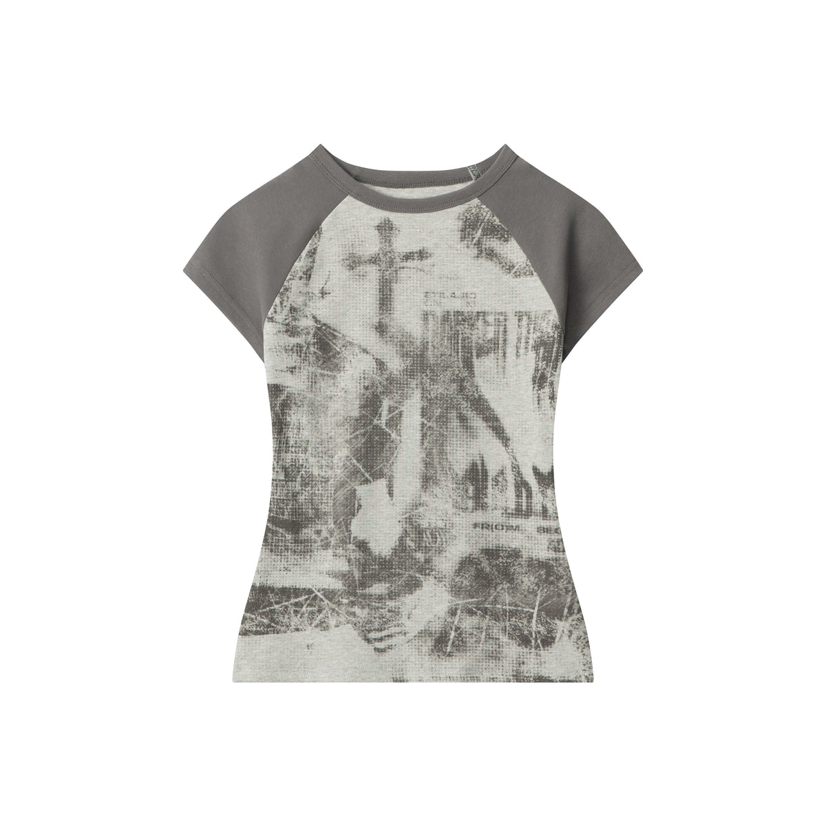 Grunge Cross | Fitted Graphic Raglan Tee - OMYGOODS