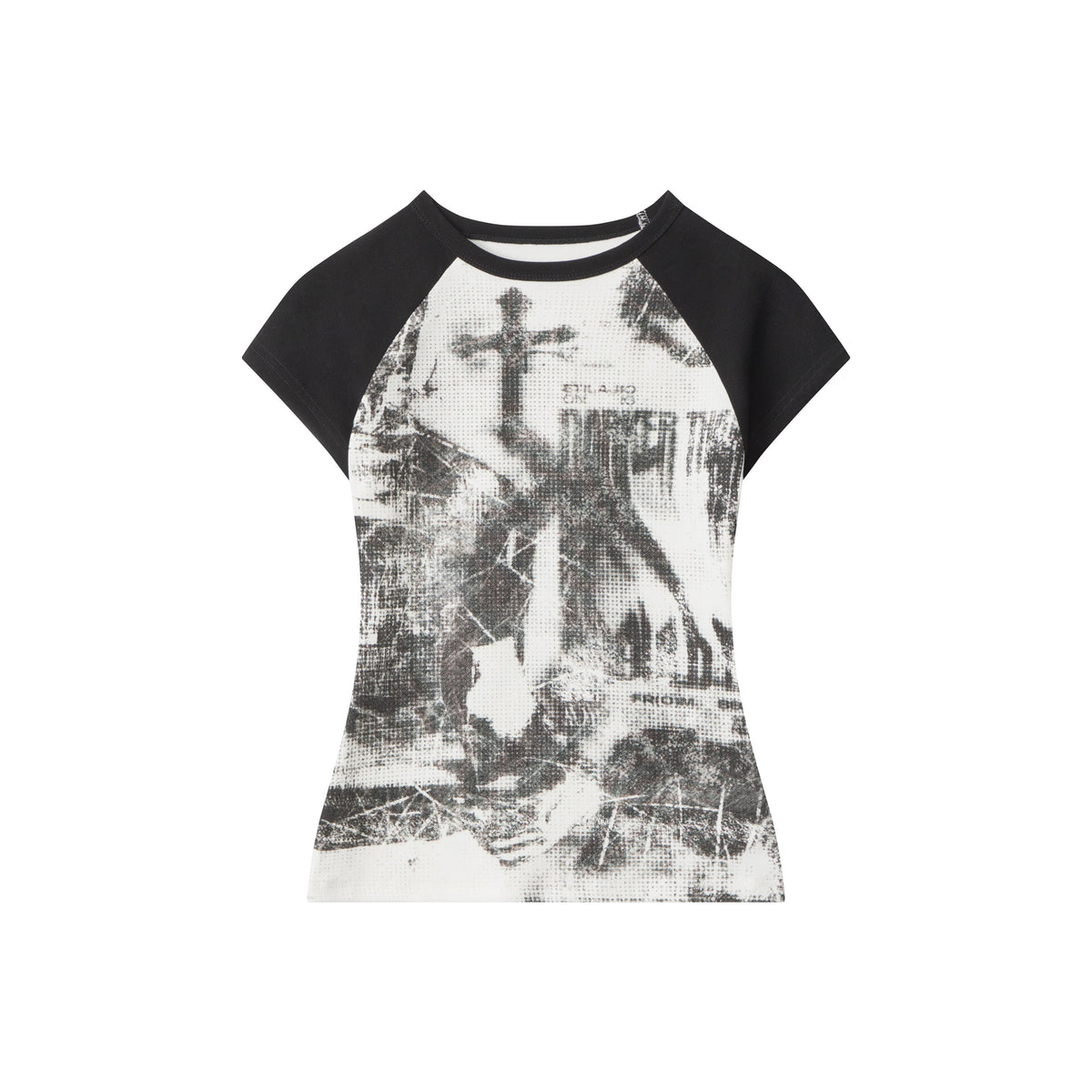 Grunge Cross | Fitted Graphic Raglan Tee - OMYGOODS