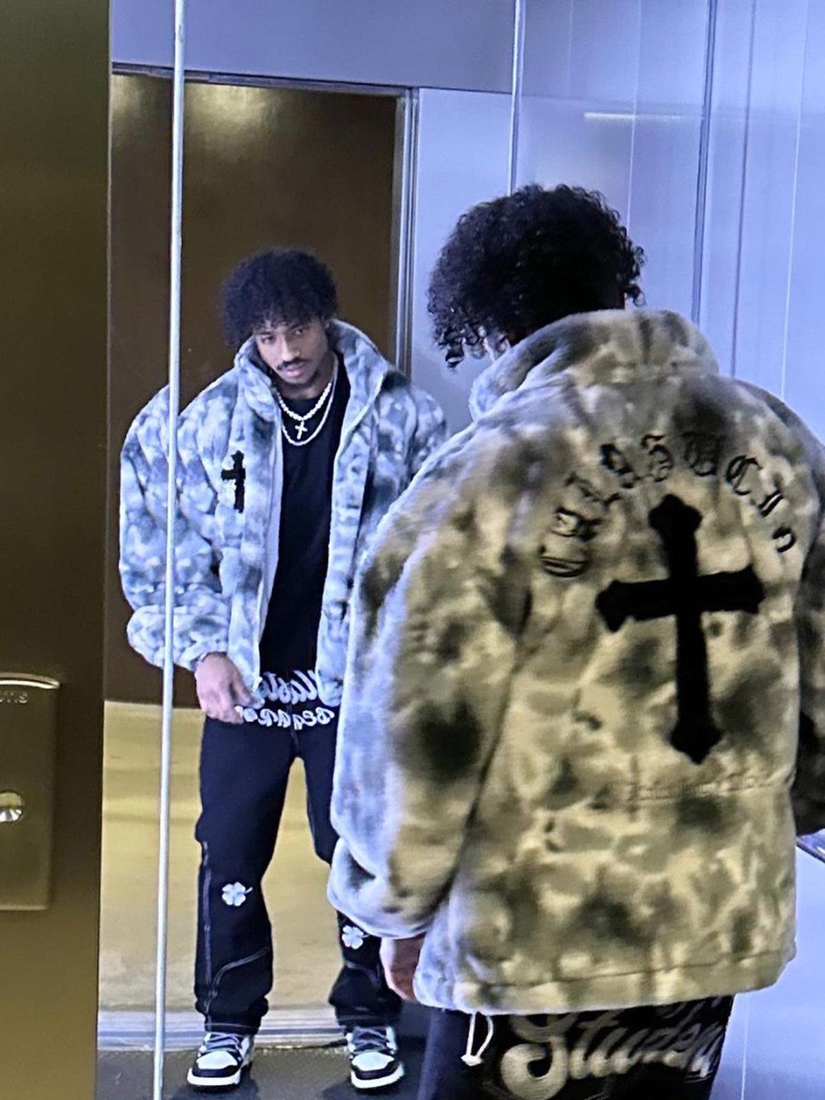 Omygoods Heavy-Duty Faux Lambswool Tie-Dye Urban Jacket