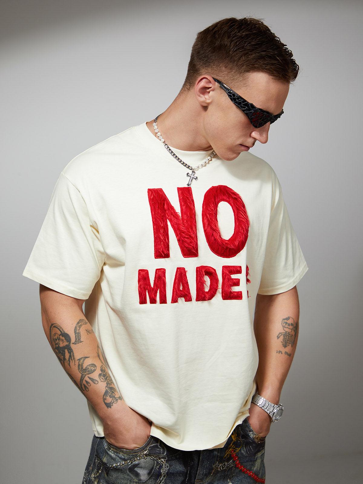 Omygoods Heavy Retro Patch Embroidered T-Shirt