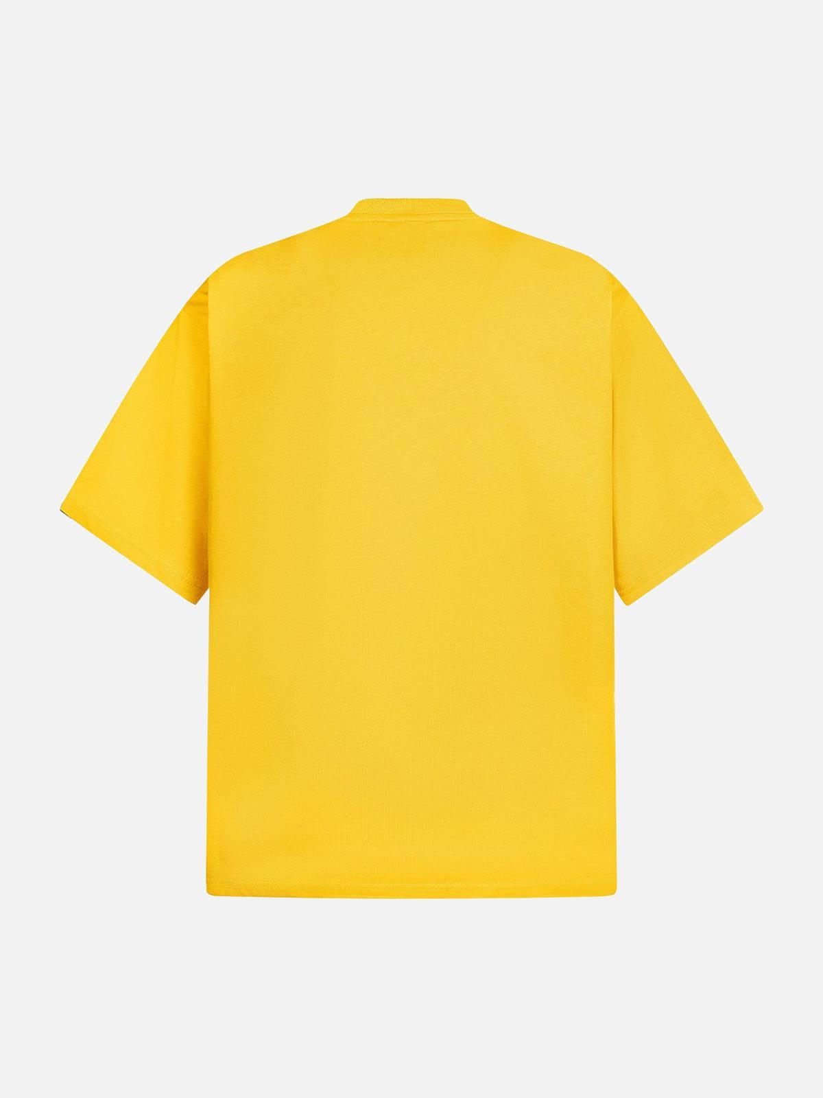 Omygoods Heavy Retro Patch Embroidered T-Shirt