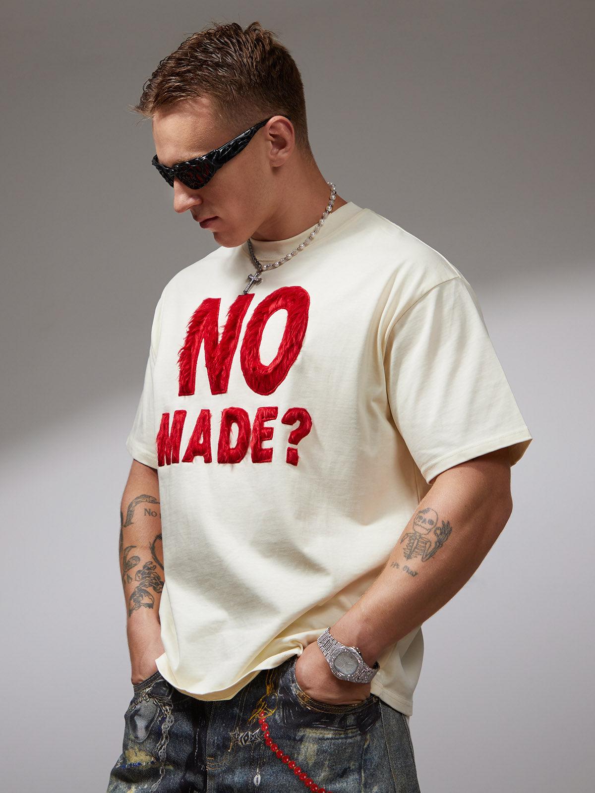 Omygoods Heavy Retro Patch Embroidered T-Shirt