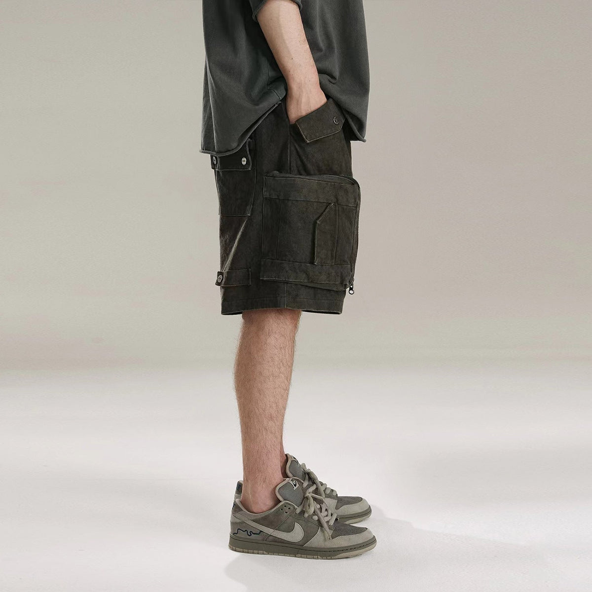 Heavy Tie Dye Multi Pockets Washed Shorts - OMYGOODS