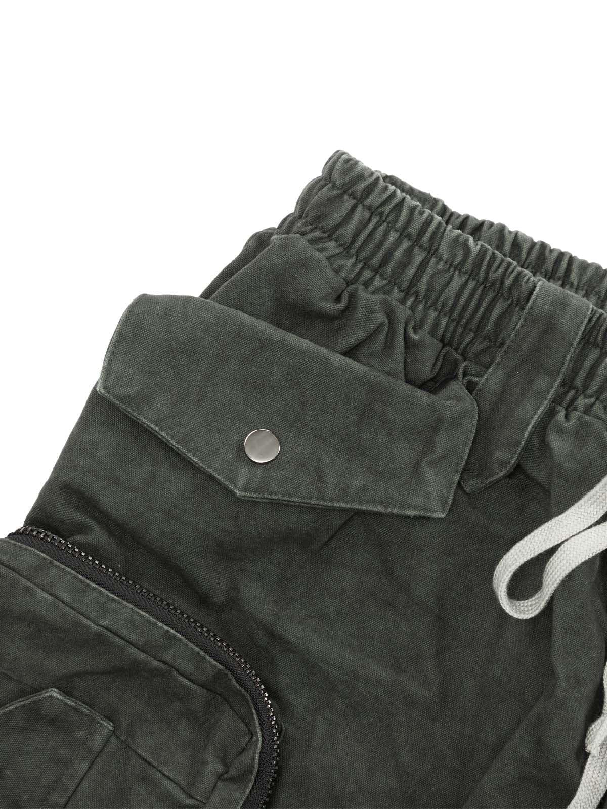 Omygoods Heavy Tie Dye Multi Pockets Washed Shorts