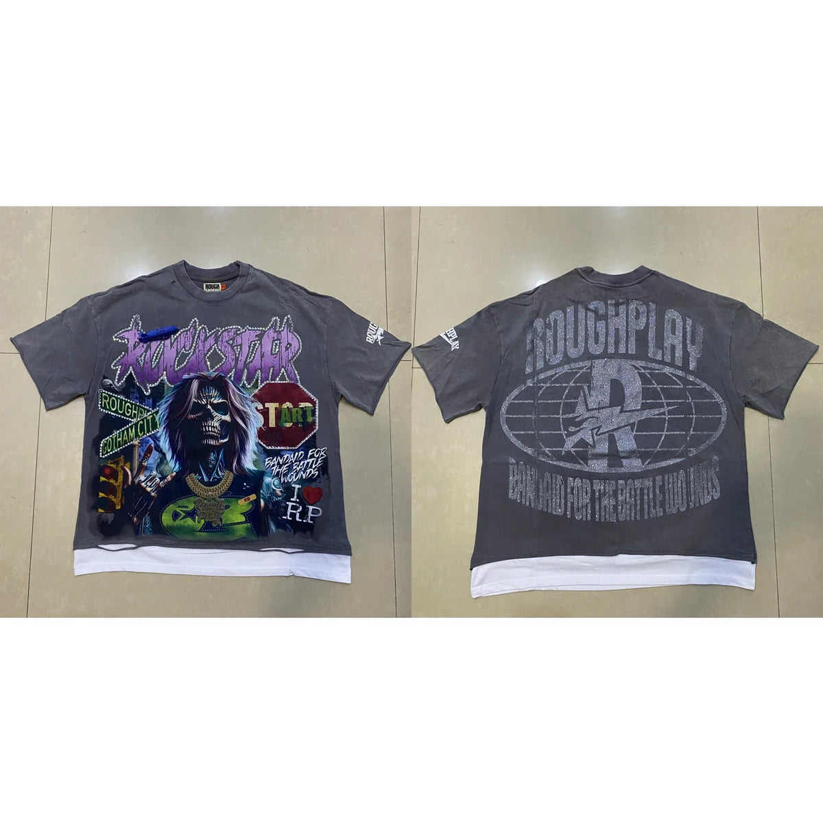 High Quality Heavy Fabric Fashion Loose Casual Rhinestore T-shirts - OMYGOODS