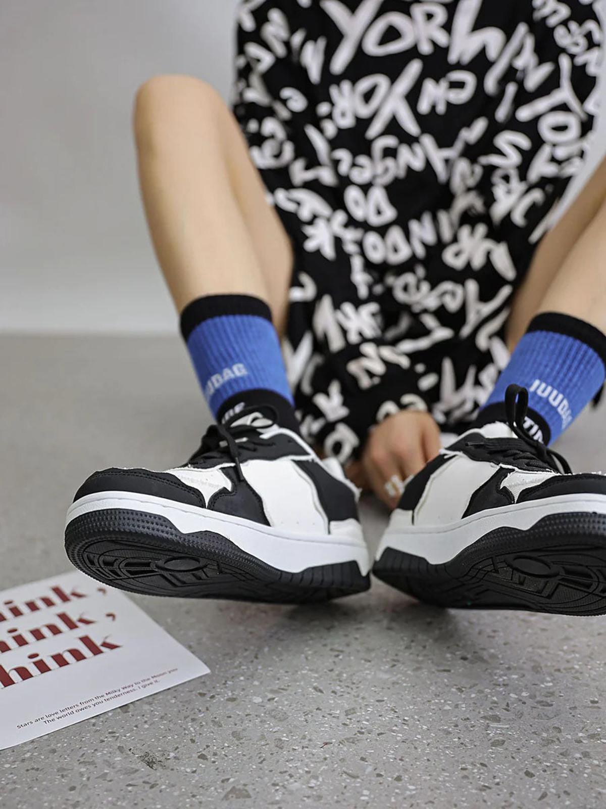 Omygoods High Street Black And White Board Casual Shoes