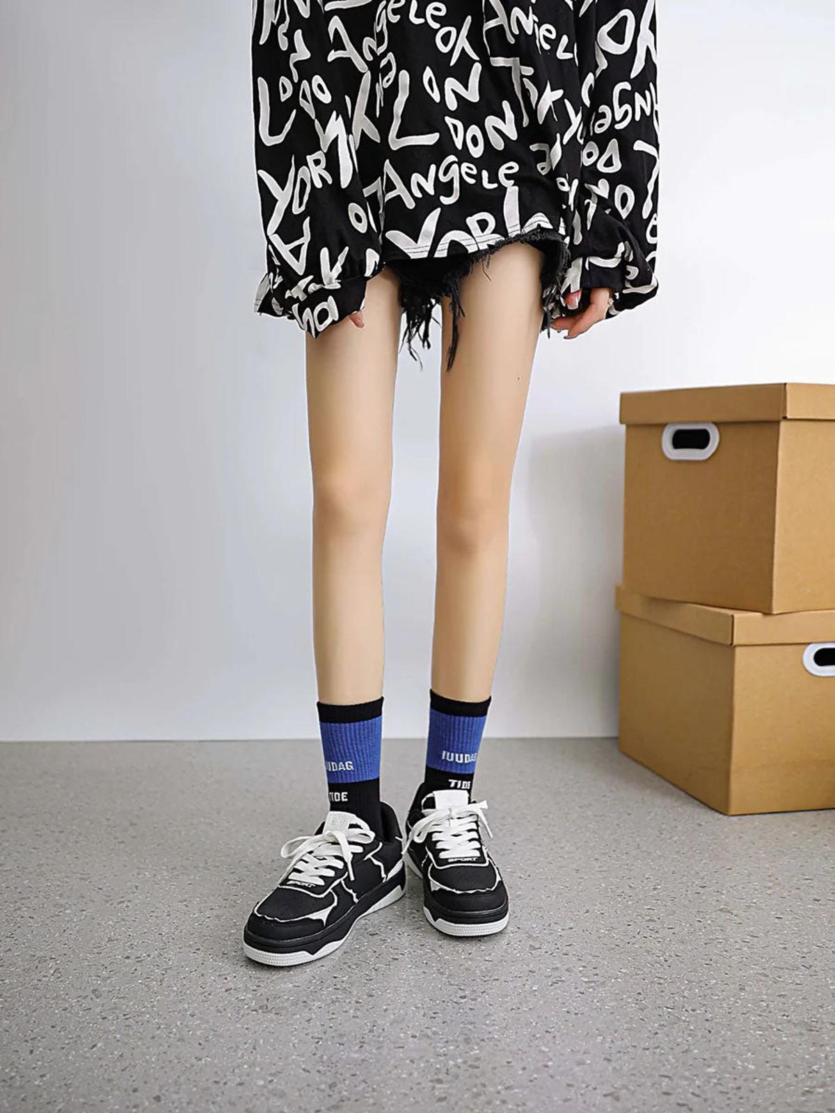 Omygoods High Street Black And White Board Casual Shoes