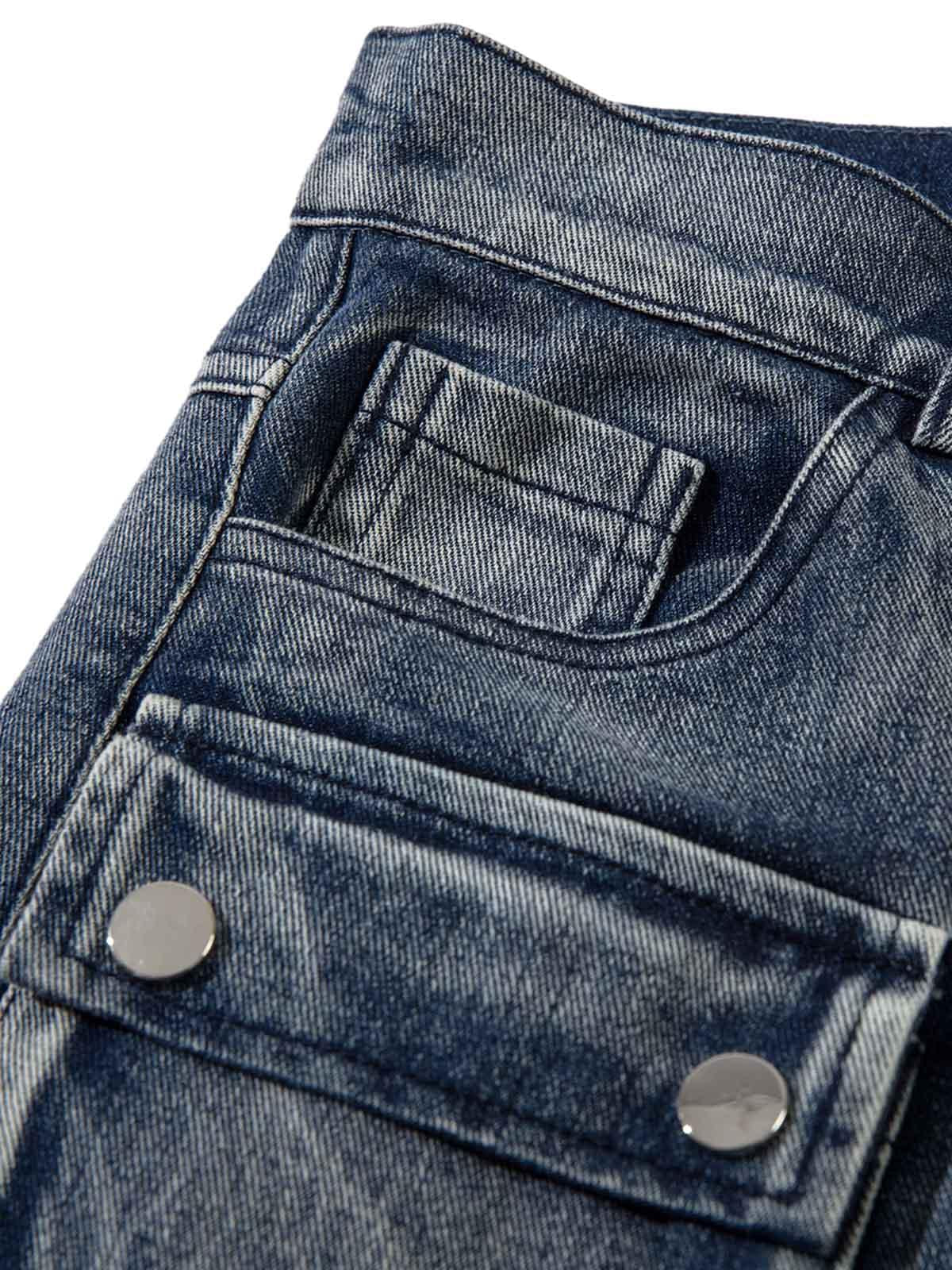 Omygoods High Street Embroidery Hip-Hop Jeans