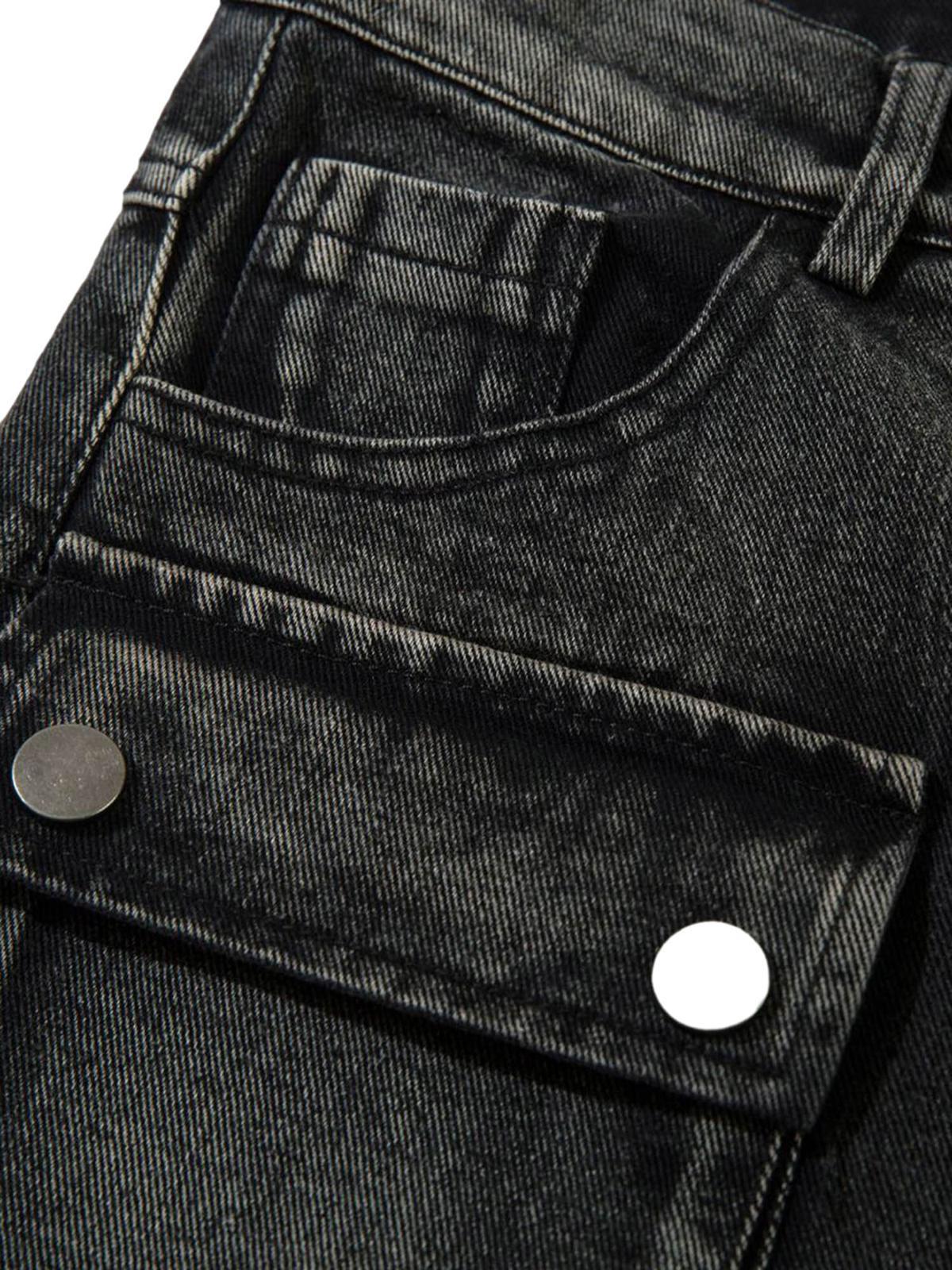 Omygoods High Street Embroidery Hip-Hop Jeans
