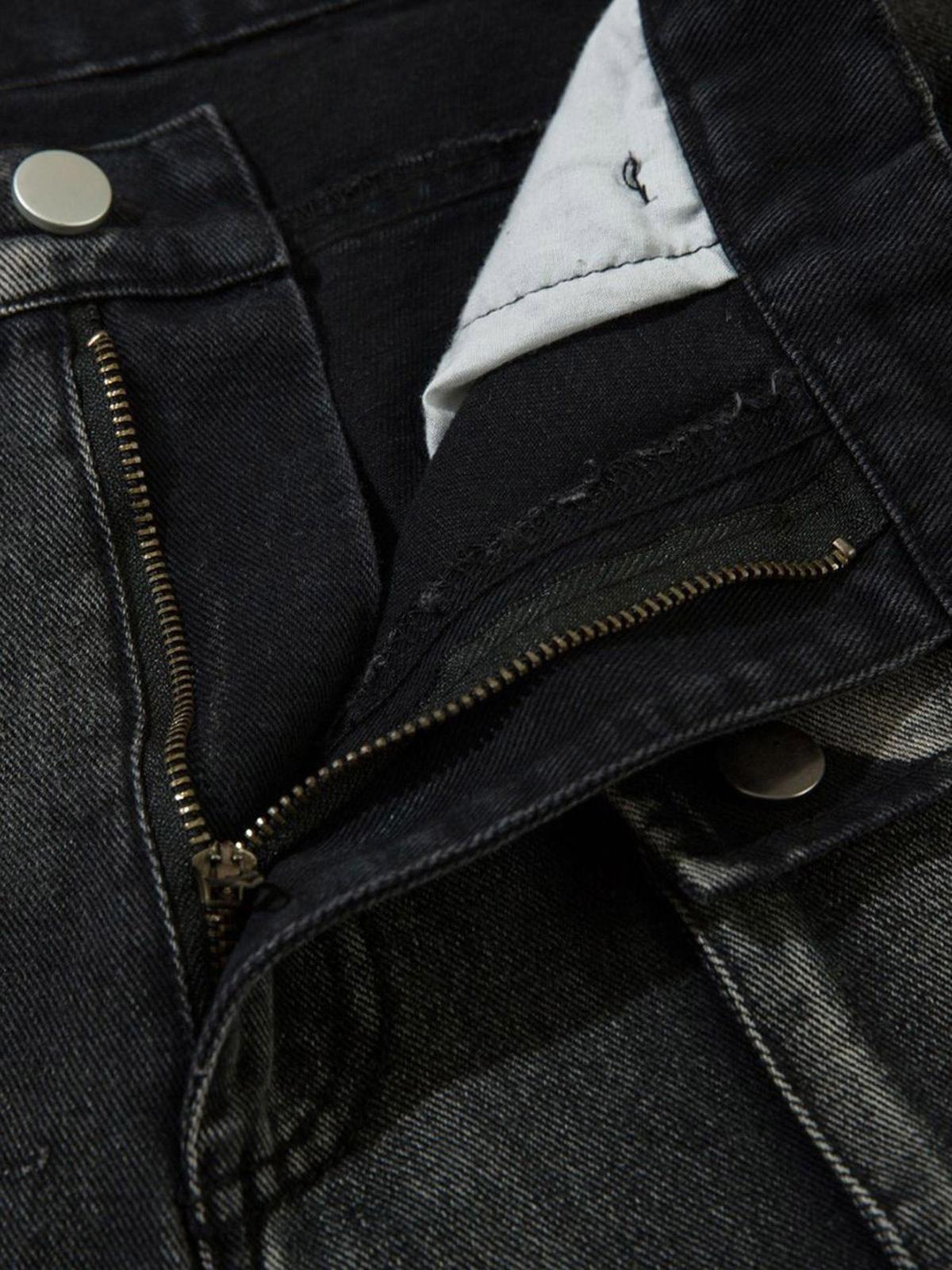 Omygoods High Street Embroidery Hip-Hop Jeans