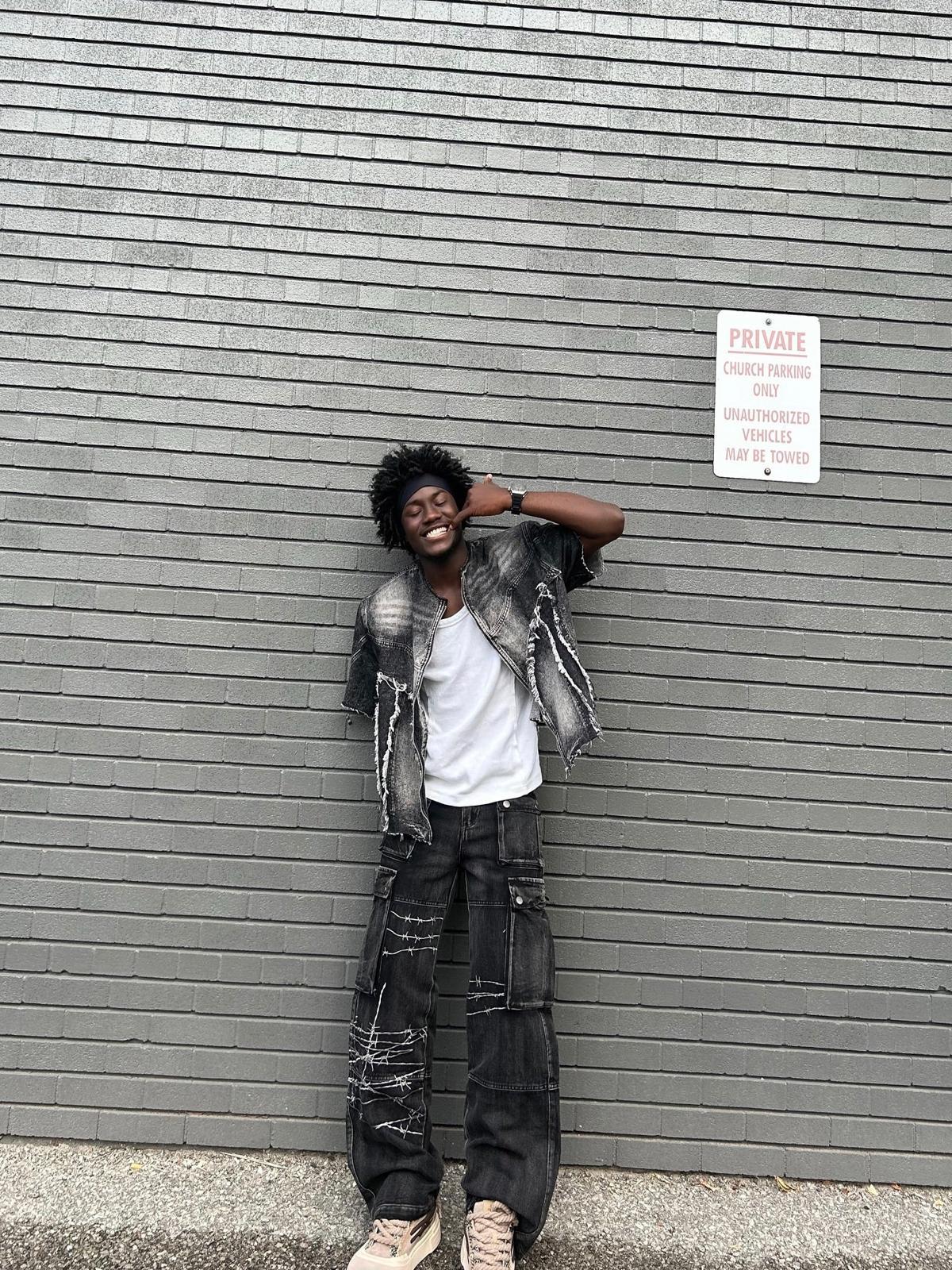 Omygoods High Street Embroidery Hip-Hop Jeans