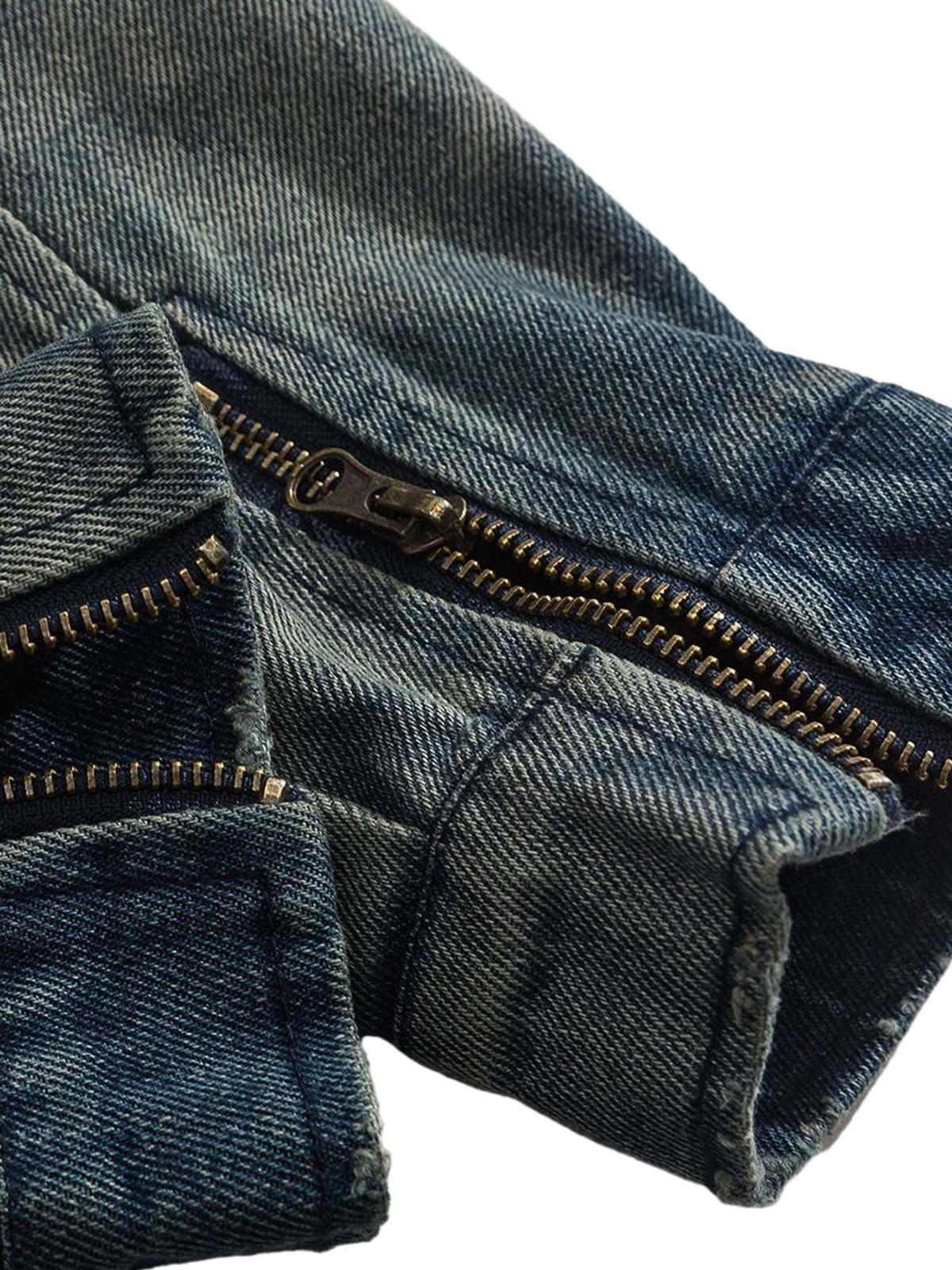 Omygoods High Street Hip-Hop Distressed Washed Denim Jacket