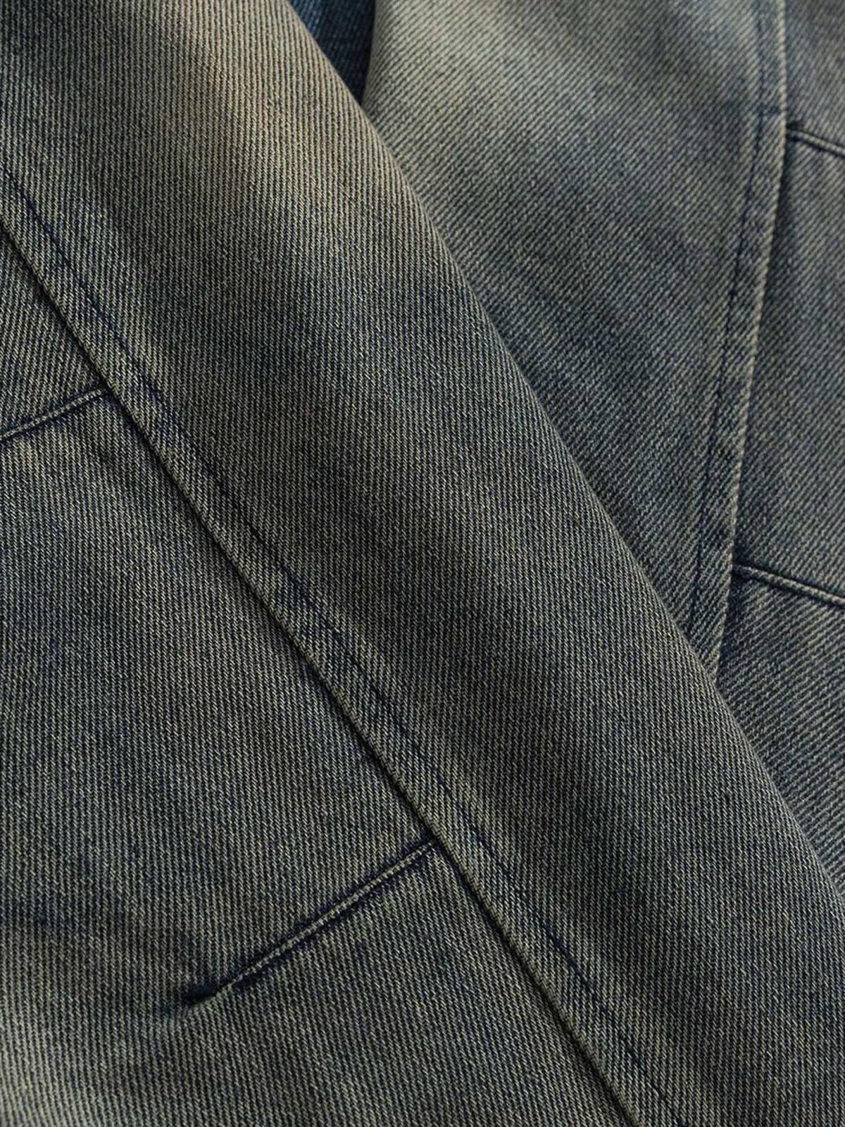 Omygoods High Street Hip-Hop Distressed Washed Denim Jacket