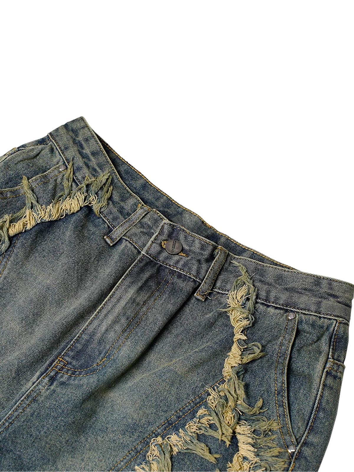 Omygoods High Street Washed Distressed Denim Shorts