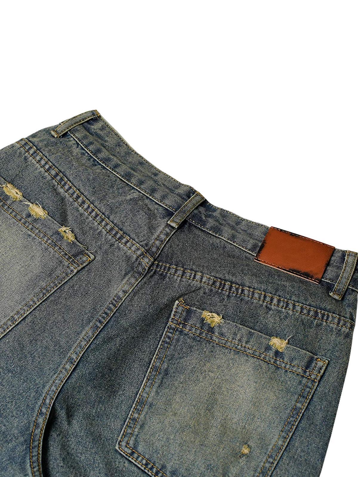 Omygoods High Street Washed Distressed Denim Shorts