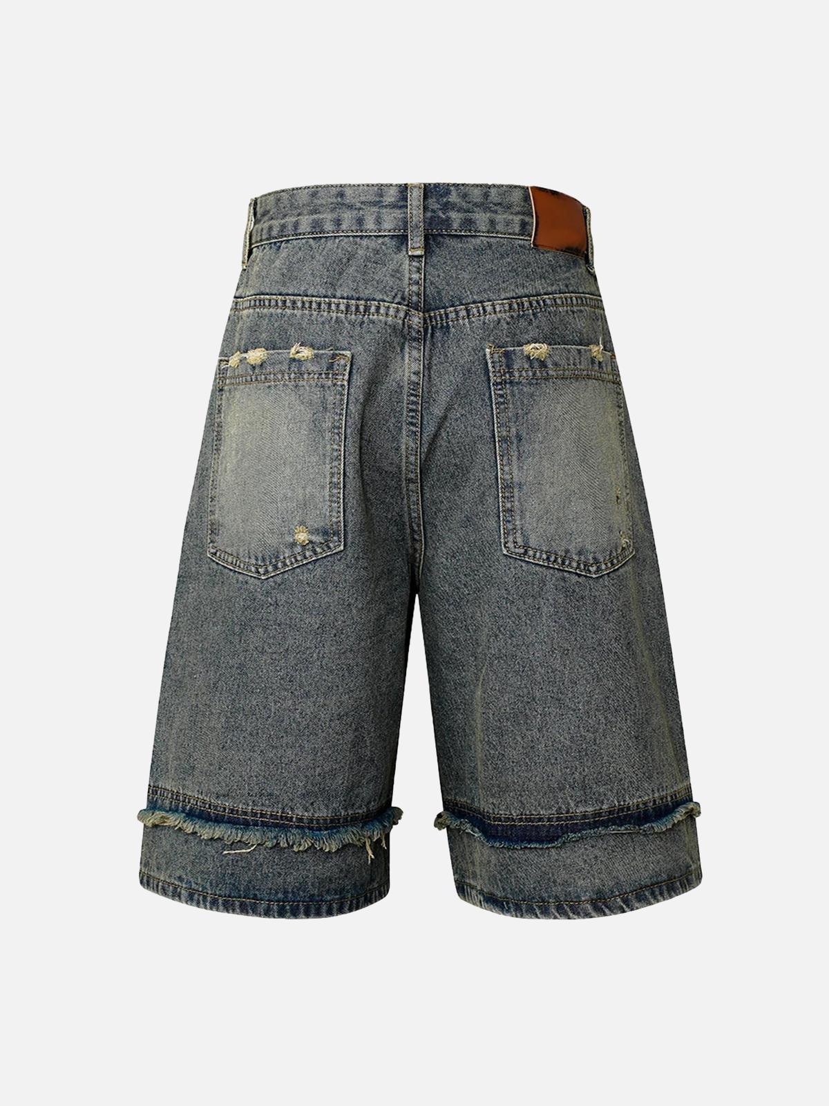 Omygoods High Street Washed Distressed Denim Shorts