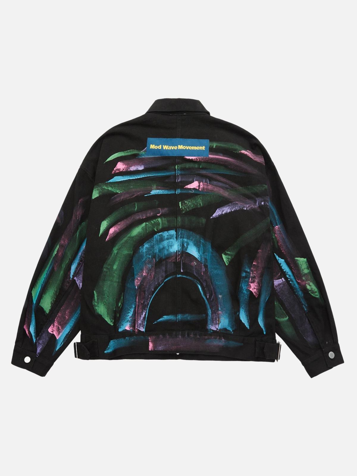 Omygoods Hip-Hop Hand-Painted Graffiti Denim Jacket