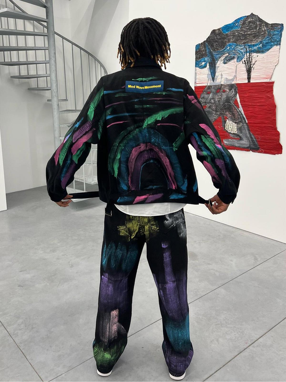 Omygoods Hip-Hop Hand-Painted Graffiti Denim Jacket