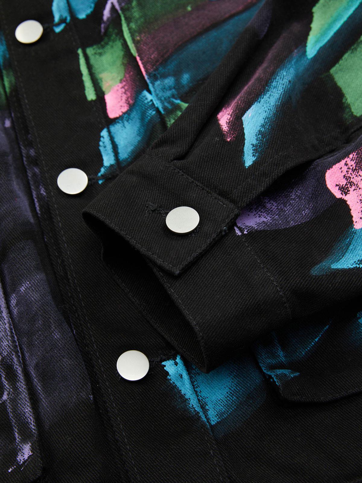 Omygoods Hip-Hop Hand-Painted Graffiti Denim Jacket