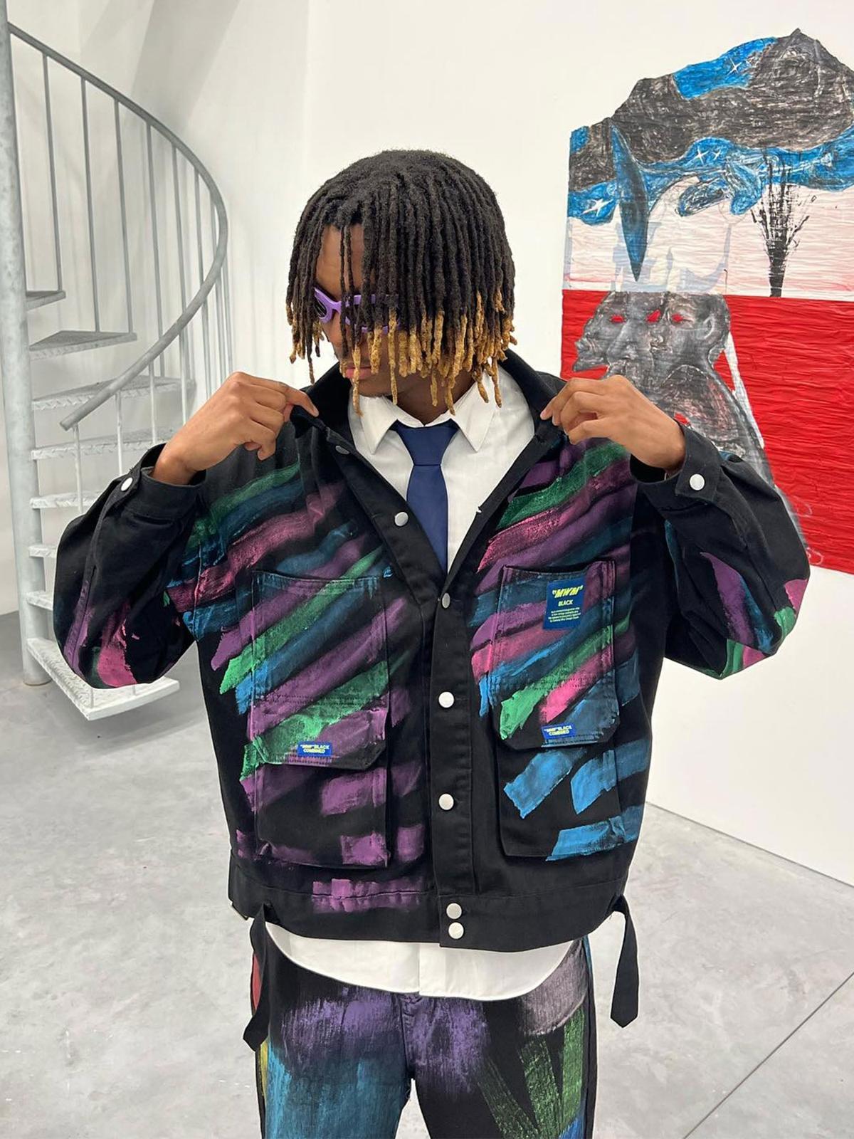 Omygoods Hip-Hop Hand-Painted Graffiti Denim Jacket