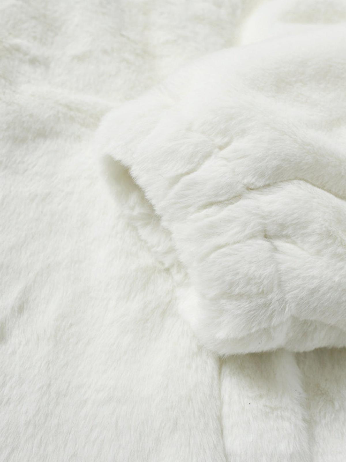 Omygoods Hip-Hop Letter Stand Collar Fur Jacket