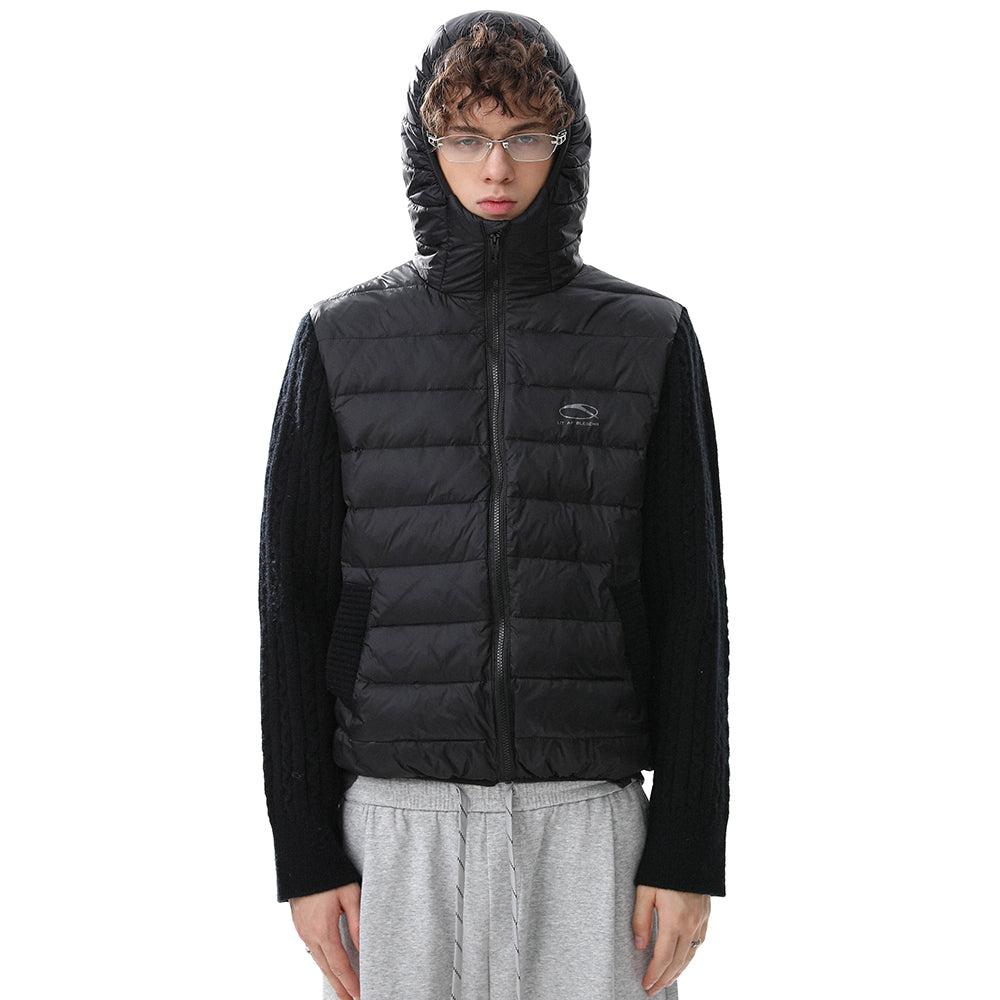 Hybrid Knit-Sleeve | Hooded Puffer Jacket - OMYGOODS