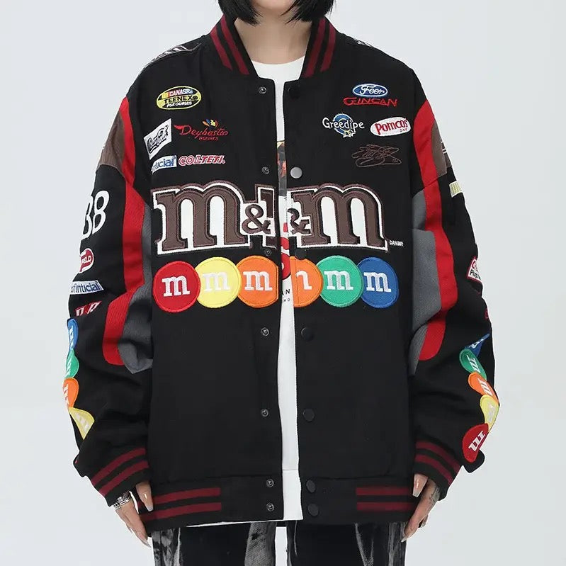Patched Letterman Racing Jacket