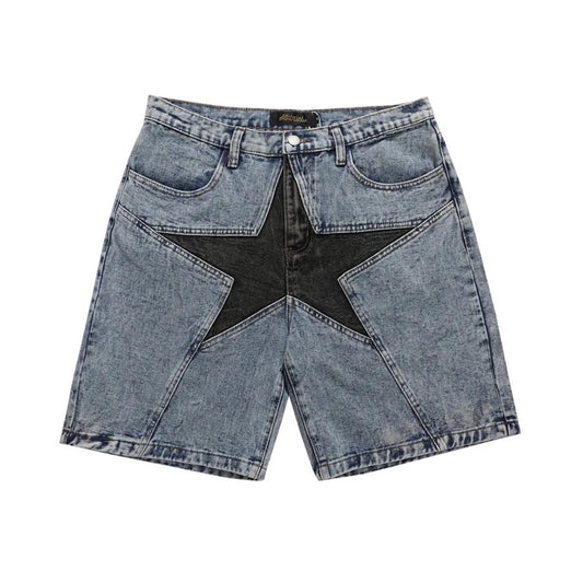 Star Patchwork Denim Shorts