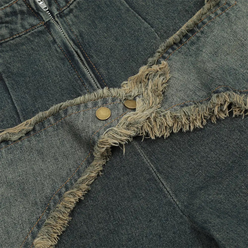 Star Patched Wide Leg Jeans